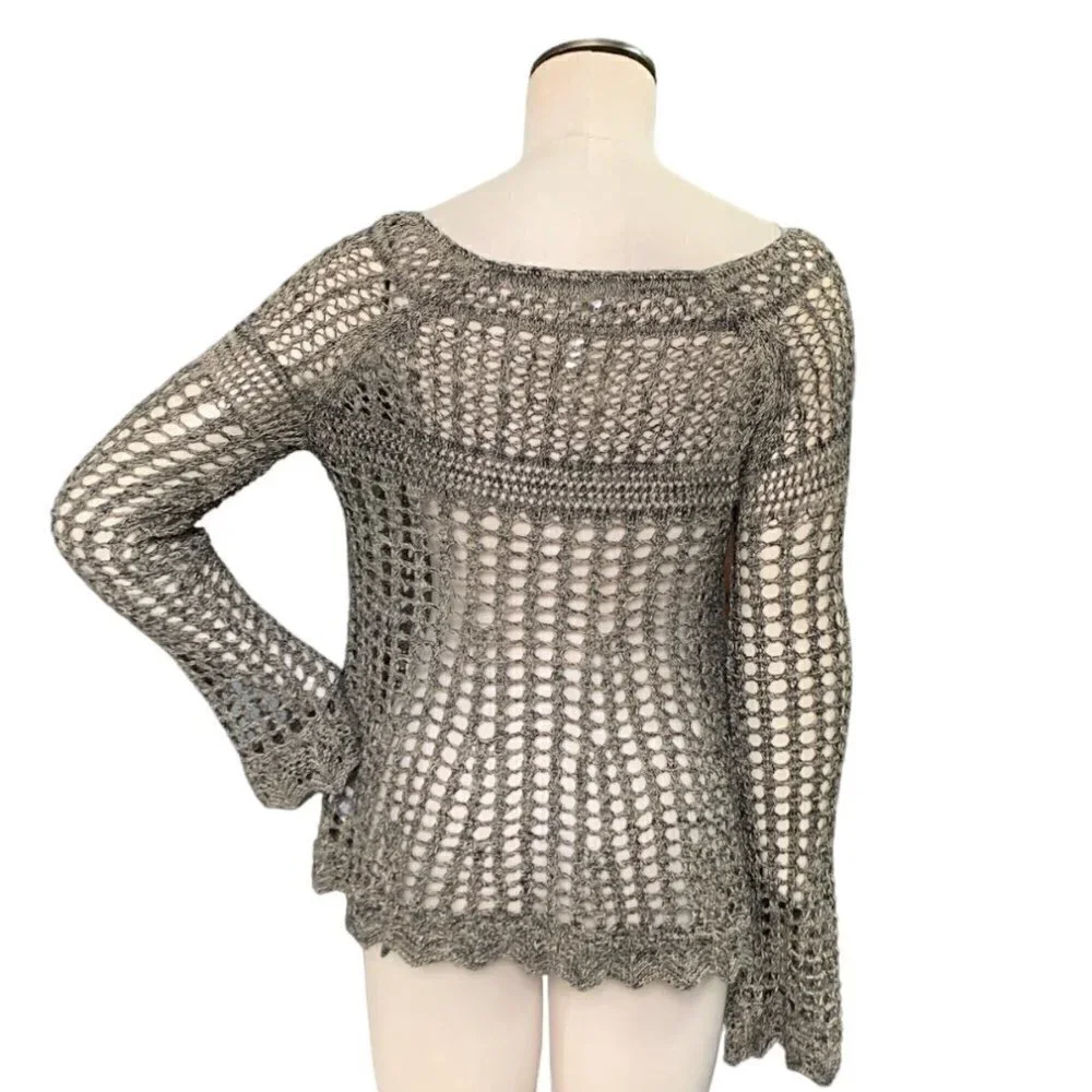 Free People Annabelle Crochet Pullover‎ Top Beach Cover-up Sz S #136B